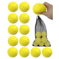 타루타루 12팩 폼 피클볼 야외 또는 실내 연습을 위한 조용한 세트 소음 감소 부드럽고 내구성이 뛰어나며 진정한 바운스 높은 탄력성, Yellow, 12 Pa