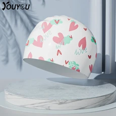 귀를 보호하는 방수 실리콘 성인 여성용 긴 머리 대형 모자 전문 목욕, 09 White Love -