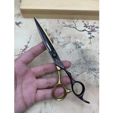 鋼夫 美髮剪刀 平剪 直剪 綜合剪 七寸大刀 黑金雙拼色 440C, 1個, 如圖所示