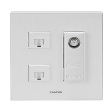 나노 아트2 화이트 복합 유니트 2개용 8P+8P 2구 CATV 2방 전화 통신 KS인증, 1개