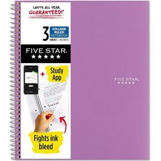 Five Star 스프링 노트 3과목 유선 대학 150장 27.9cm x 21.6cm (11인치 8과 1/2인치) 블루 (73623) 373277, 자수정 퍼플