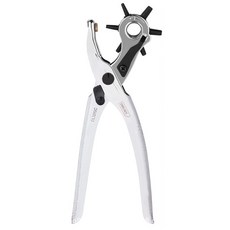 deli得力 皮帶打孔器 6孔徑打孔機 鉻鉬合金鋼 不銹鋼 皮帶打洞器 皮帶打孔, 銀色, 1個