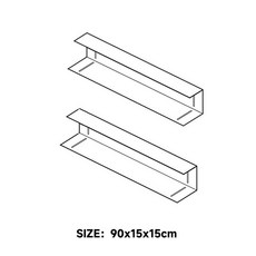 벽걸이 철제 벽선반 다용도 진열대 무지주 미니멀 카페, 1단, 2개 세트 90x15x15cm