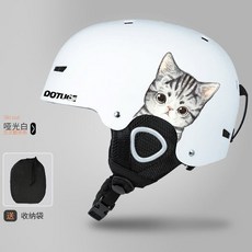 臺灣出貨高顔值磁吸滑雪鏡防霧成人雪地柱麵雪鏡護目鏡男女可卡雙層近視可開發票, L碼-白盔白貓（送收納袋）, 1個