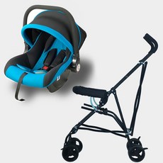 바구니카시트유모차 아기 경량 유모차 절충형, 블루 바구니스타일 +카트 홀더