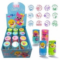 핑크퐁 칭찬스탬프 PO 낱개 아기상어 캐릭터 원형 칭찬 도장, 캐릭터랜덤