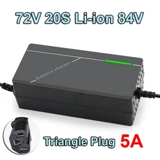 EU US 플러그 72V 5A 리튬 배터리 충전기 (20S 84V 이온 팩 자동차 오토바이 삼륜차 스마트 충전용), 01 EU Plug, 03 Triangle Plug