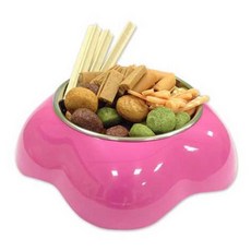 강아지 플라워 보울 핑크 M 1P 반려견 스텐 급식기 물그릇 급수기 논슬립식기 분리형식기 밥그릇 밥그릇 dew+7930PI