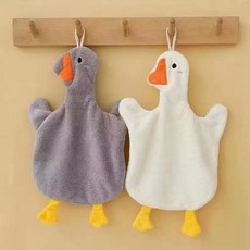 주방용 극세사 핸드타월 흡수력 좋은 욕실 수건 고리형 오리, 1개, 오리핸드타올(랜덤색)