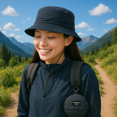 남여공용 햇빛차단 접이식 등산 낚시 캠핑 모자 벙거지 버킷햇, 블랙