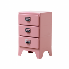 피트 미드센츄리 틈새 미니 플라스틱 레트로 빈티지 캐비넷 서랍장 수납장, 3단, 핑크