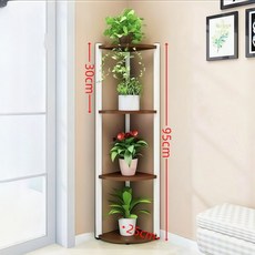 원목 철제 코너 화분 스탠드 다단 삼각형 실내 발코니 거실 진열 수납 선반, 1단, 코너 4층 레드판 화이트