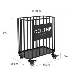 세탁물카트 런드리 보관함 이동식 빨래바구니 수거함 카트, B. 검정 소형 40x25x47 로고