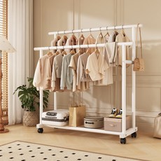 워너픽 하이로우 2단 이동식 스탠드 행거, 화이트-A