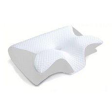 프린 나비 수면 메모리 목 베개 느린 편안한 폼 마사지 침대, White, 1개