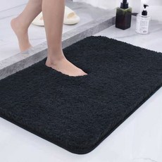 흡수성 욕실 발매트 현관 매트 맞춤제작, 50x80cm 2팩, 1개, 블랙 3cm 머리카락