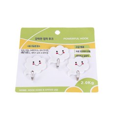 캐릭터 아이디어 걸이 3개입 펀치리스 스마일 후크 강력 비스코스 후크 벽걸이 헴라인 후크, 세 개 세트 흰 구름 걸이, 하나
