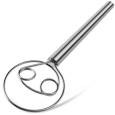 TEEVEA Danish Dough Whisk 스테인리스 스틸 후크 더치 빵 믹서 사워도우 베이킹 도구용 142201, 05 Stainless Steel 2-eye