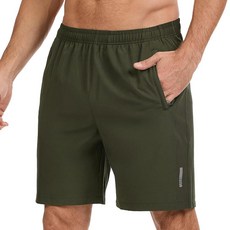 UVSAI 남성용 UPF 50+ 17.8cm(7인치) 안쪽 솔기 하이킹 반바지 지퍼 포켓 3개 방수 빠른 건조 경량 야외 낚시용 아미 그린. 3XL