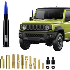 포비티 자동차 불릿 안테나 자동차용 짧은 마스트 교체 대부분의 대형 픽업 트럭을 위한 차량 AMFM 라디오 신호 토퍼 외장 장식 액세서리파란색, Red