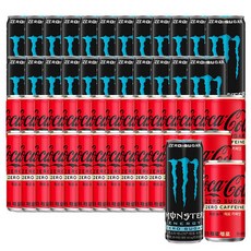 몬스터 에너지 제로슈거 355ml 24캔+코카콜라 제로제로 190ml 30캔, 54개입