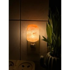 插電式鹽晶小夜燈 臥室床頭燈 居家氛圍燈 淨化空氣, 1個
