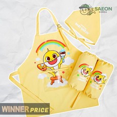 세이온 성창 핑크퐁 아기상어 아트 방수앞치마 토시 두건 3종세트 어린이
