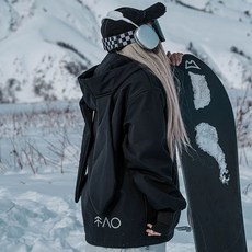 여성 블랙 귀 오버사이즈 보드복 방수 재킷 스키