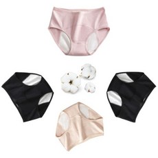 MISA女款棉質防水衛生內褲 4件組, 黑色2P 皮膚1P 粉色1P