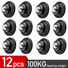캐스터 대차 손수레 끌차 KAK 자체 접착 휠 100kg 헤비 듀티 스테인레스 스틸 범용 도르래 360 ° 회전 가구 캐비닛 롤러 12 개, Black 12pcs