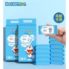 哆啦A夢迷你濕紙巾8片/小包 嬰兒可用加厚柔濕巾 純水濕巾 小叮噹濕紙巾, 1個, 手上1小包售價  (經典藍色款),賣場訂單須滿99元(不含運費)才能出貨