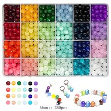 24색 8mm 크리스탈 비드 팔찌 만들기 키트 - 360/480/720개 쥬얼리 유리 비즈 라운드 비즈 제작에 적합, 02 360pcs