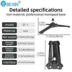 BEXIN ST-1 유압식 만능 미니 삼각대 스탠드 베이스 모노포드 스탠드 3/8인치 나사 카메라용 삼각대, 02 ST-1