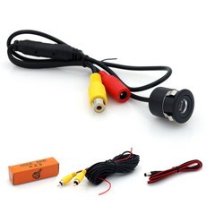 CCD車載攝像頭 AHD星光夜視後視倒車影像 camera 倒車鏡頭, 18.5打孔CCD倒車鏡像帶標尺連花頭,摄像头+6米延长线+1米电源线密封袋包装