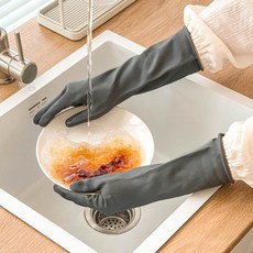 KOUJI 叩吉好物 舒適耐用強化 適用於洗碗、廚房清潔, 家務手套煙霧灰S, 1個