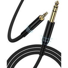 6.35mm 3.5mm 오디오 케이블 14인치 TRS 수컷에서 18인치 수컷 어댑터 코드 6.6아이폰 일렉트릭 기타 헤드폰 스피커 피아노 앰프 홈 시어터 믹싱 콘솔용 FT, Black