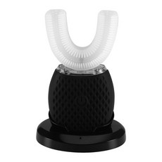 1 세트 지능형 자동 U 형 전동 칫솔 커플 세트 USB 충전식 성인용 다중 모드 사용, 검은색, 검은색