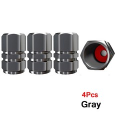 자동차 타이어 밸브 스템 캡 알루미늄 합금 범용 suv 자전거 트럭 및 오토바이, Gray 4Pcs