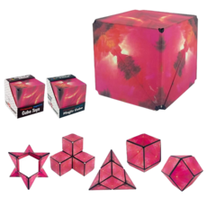 3D立體百變魔方，魔方陀螺，磁性魔術方塊，兒童益智玩具，訓練空間概念, 1個, 紅色