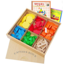 가베가족 원목 패턴블록 112p + 패턴블록 교재 2단계, 1세트, 색상 혼합