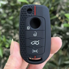 피아트 크로노스 에지아 500X 토로 티포 닷지 네온 키리스 포브 쉘 스킨 체인 홀더 프로텍터용 신형 실리, 01 검정색