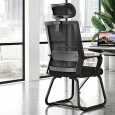 Tixpra 사무용 의자 인체공학 컴퓨터 의자 집중 학습 의자 편안한 고탄성 라텍스 방석, 블랙