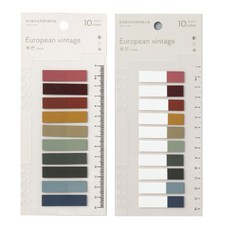 포스트잇 책갈피 다이어리용 모란디 인덱스탭 페이지마커 파스텔 인덱스 플래그 10색상 200매 반투명 포스트잇 세트, 유러피안 빈티지 Half