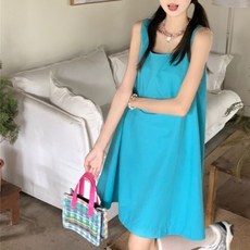 여성용 여름 슬립 원피스 의 세련되고 달콤한 루즈핏으로 어려 보이는 효과 A 미니스커트