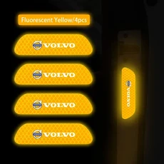 4Pcs 자동차 도어 스티커 경고 반사 마크 볼보 호환 Rdesign XC60 V60 V40 EX30 C30 V50 S90 액세서리, 02 Yellow -Volvo 호환
