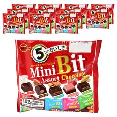 BOURBON 北日本 迷你巧克力棒綜合禮盒 牛奶+杏仁+威化+草莓+脆片 12入, 12個, 102g