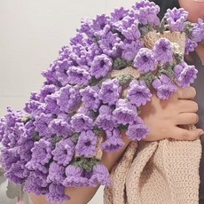 手工DIY花束毯子材料包, 材料包 米白 淺紫花束毯子 40*40, 1個
