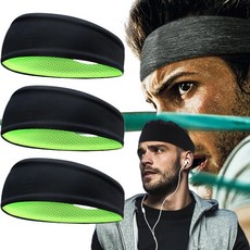 기능성 와이드 스포츠 헤어밴드 3개세트 쿨 냉감 이중 매쉬 땀흡수 남자 여성 운동, 3개, 블랙