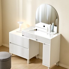 레시 2단 아치형 거울 템바보드 화장대 세트, 01. 템바 2단서랍 올화이트