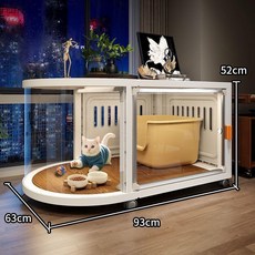 全景貓別墅 貓櫃 貓窩 貓廁所 陽臺養貓用品, 1套, 單層【93*63*52】超大空間居住舒適